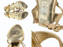 画像をギャラリービューアに読み込む, LOUIS VUITTON ルイヴィトン ストラップサンダル モノグラムフラワー ビジュー イタリア製 レザー ゴールド サイズ35 美品 中古 4b006407