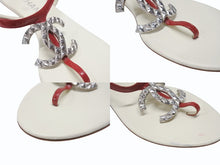 Load image into Gallery viewer, CHANEL シャネル パテント ココマーク トングサンダル パンプス パテントレザー アイボリー レッド サイズ35 1/2 美品 中古 4b006414