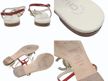 Load image into Gallery viewer, CHANEL シャネル パテント ココマーク トングサンダル パンプス パテントレザー アイボリー レッド サイズ35 1/2 美品 中古 4b006414