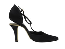 Load image into Gallery viewer, CHANEL シャネル ピンヒール ココマーク イタリア製 サテン ブラック ゴール金具 サイズ35C 美品 中古 4b006415