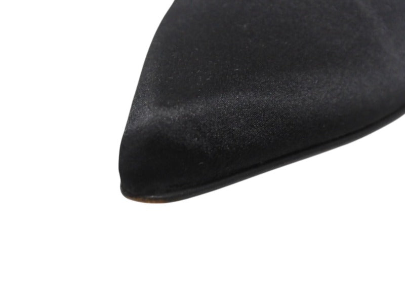 CHANEL CHANEL Stil Heel Coco Mark Made in Italy Satin Black Gold Hardware Size 35C Good Condition Used 4b006415