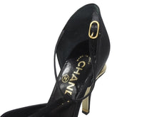 Load image into Gallery viewer, CHANEL シャネル ピンヒール ココマーク イタリア製 サテン ブラック ゴール金具 サイズ35C 美品 中古 4b006415