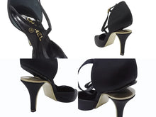 Load image into Gallery viewer, CHANEL シャネル ピンヒール ココマーク イタリア製 サテン ブラック ゴール金具 サイズ35C 美品 中古 4b006415