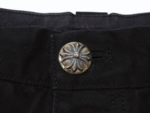 画像をギャラリービューアに読み込む, CHROME HEARTS クロムハーツ CARPENTER DOUBLE KNEE カーペンターダブルニーショーツ クロスボール ブラック サイズ33 美品 中古 4b006420