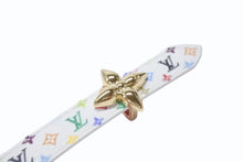 画像をギャラリービューアに読み込む, 新品未使用 LOUIS VUITTON ルイヴィトン × 村上隆 モノグラムマルチカラー ベルト ミニフラワーグラム 15MM リバーシブル M8992U ホワイト サイズ90 中古 4b006423