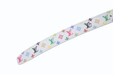 画像をギャラリービューアに読み込む, 新品未使用 LOUIS VUITTON ルイヴィトン × 村上隆 モノグラムマルチカラー ベルト ミニフラワーグラム 15MM リバーシブル M8992U ホワイト サイズ90 中古 4b006423