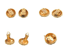 画像をギャラリービューアに読み込む, CHANEL シャネル ココマーク イヤリング ヴィンテージ ココマーク25 マトラッセ柄 丸型 ゴールド メタル 重量約12.3g 両耳用 美品 中古 4b006426