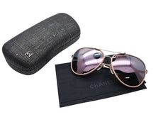 画像をギャラリービューアに読み込む, 極美品 CHANEL シャネル ティアドロップ サングラス 4219-Q c.395/5R サイズ59□14 140 ココマーク チェーンテンプル ミラーレンズ 中古 4b006430