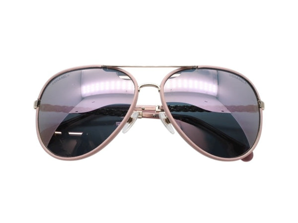 極美品 CHANEL シャネル ティアドロップ サングラス 4219-Q c.395/5R サイズ59□14 140 ココマーク チェーンテンプル ミラーレンズ 中古 4b006430