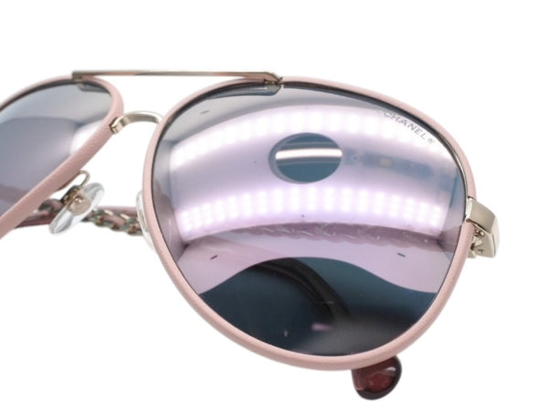 極美品 CHANEL シャネル ティアドロップ サングラス 4219-Q c.395/5R サイズ59□14 140 ココマーク チェーンテンプル ミラーレンズ 中古 4b006430
