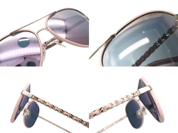 極美品 CHANEL シャネル ティアドロップ サングラス 4219-Q c.395/5R サイズ59□14 140 ココマーク チェーンテンプル ミラーレンズ 中古 4b006430