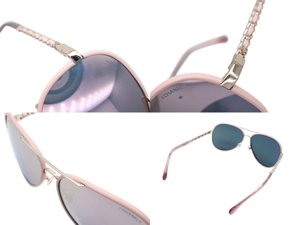 極美品 CHANEL シャネル ティアドロップ サングラス 4219-Q c.395/5R サイズ59□14 140 ココマーク チェーンテンプル ミラーレンズ 中古 4b006430