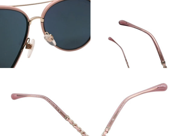 極美品 CHANEL シャネル ティアドロップ サングラス 4219-Q c.395/5R サイズ59□14 140 ココマーク チェーンテンプル ミラーレンズ 中古 4b006430