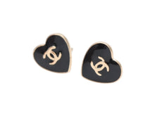 画像をギャラリービューアに読み込む, CHANEL シャネル ハート ピアス 重量約2.0g ココマーク B12P ハート メタル ゴールド ブラック 美品 中古 4b006435
