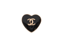 画像をギャラリービューアに読み込む, CHANEL シャネル ハート ピアス 重量約2.0g ココマーク B12P ハート メタル ゴールド ブラック 美品 中古 4b006435