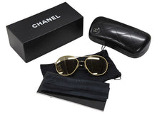 画像をギャラリービューアに読み込む, 極美品 CHANEL シャネル ティアドロップ サングラス 4228-Q c.125/5A サイズ56□17 140 ココマーク ゴールドフレーム 中古 4b006439
