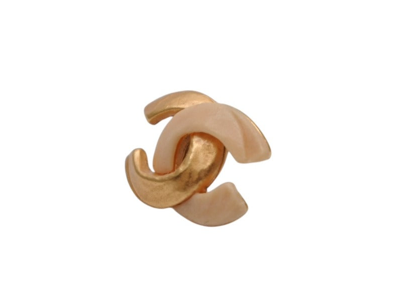 CHANEL Earrings Accessories Coco Mark Both Ears Matte Gold 00T Gold Ivory 4.2g Good Condition Used 4b006445
