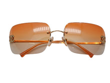画像をギャラリービューアに読み込む, 極美品 CHANEL シャネル リムレス サングラス ラインストーン 2000s 4017-D メタル ブラウン ゴールド金具 サイズ62□17 120 中古 4b006447
