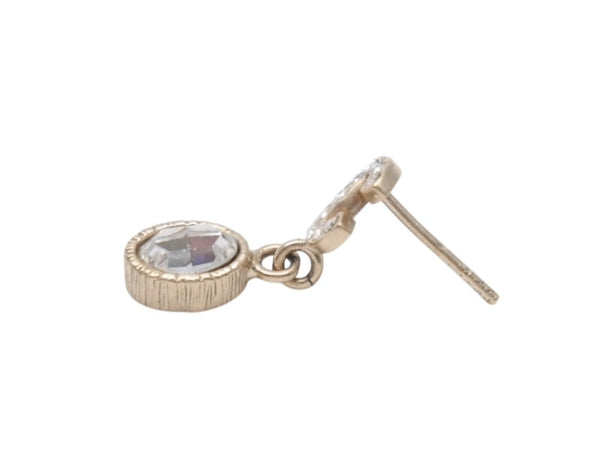 極美品 CHANEL シャネル ココマーク ドロップ ピアス ぶら下がり 両耳 09A刻印 フランス製 重量約3.1g メタル ラインストーン シルバー金具 中古 4b006448