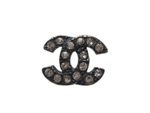 画像をギャラリービューアに読み込む, CHANEL シャネル ココマーク ピアス 両耳用 メタル ラインストーン ガンメタル金具 重量約4.0g 美品 中古 4b006450