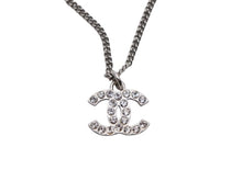 画像をギャラリービューアに読み込む, CHANEL シャネル ココマーク ラインストーン ネックレス 重量約5.0g F14V刻印 全長約46cm シルバー メタル 美品 中古 4b006457