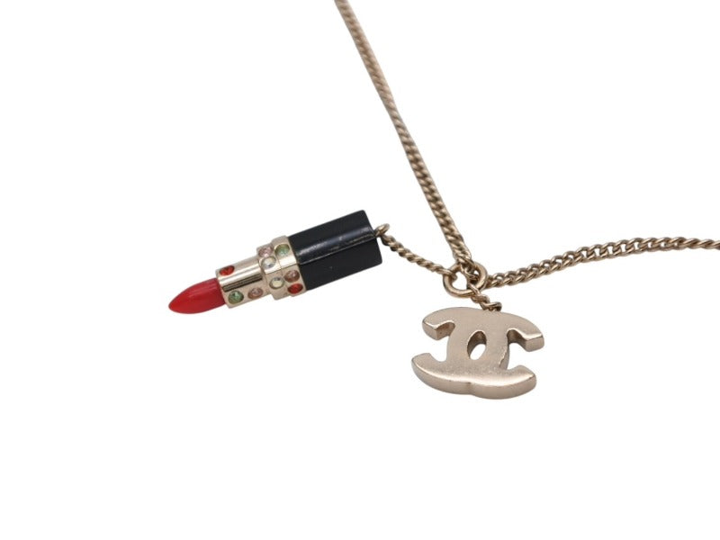 CHANEL シャネル ココマーク リップスティック ネックレス 重量約6.9g 04A刻印 全長約49cm ゴールド メタル 美品 中古 4b006459