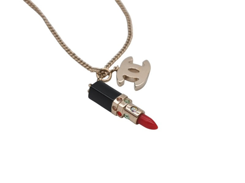 CHANEL Cocomark Lipstick Necklace Weight approx. 6.9g 04A stamp Total length approx. 49cm Gold Metal Good Condition Used 4b006459