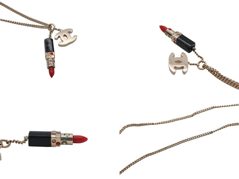 CHANEL Cocomark Lipstick Necklace Weight approx. 6.9g 04A stamp Total length approx. 49cm Gold Metal Good Condition Used 4b006459