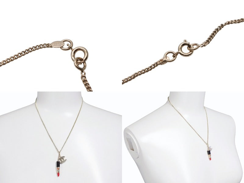 CHANEL Cocomark Lipstick Necklace Weight approx. 6.9g 04A stamp Total length approx. 49cm Gold Metal Good Condition Used 4b006459