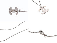 画像をギャラリービューアに読み込む, CHANEL シャネル ココマーク スクエアラインストーン ネックレス 重量約5.6g B11刻印 全長約48cm シルバー メタル 美品 中古 4b006463