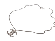 画像をギャラリービューアに読み込む, CHANEL シャネル ココマーク ラインストーン ネックレス 重量約15.8g 12A刻印 全長約68cm シルバー メタル 美品 中古 4b006472