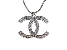画像をギャラリービューアに読み込む, CHANEL シャネル ココマーク ラインストーン ネックレス 重量約15.8g 12A刻印 全長約68cm シルバー メタル 美品 中古 4b006472