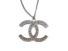 画像をギャラリービューアに読み込む, CHANEL シャネル ココマーク ラインストーン ネックレス 重量約15.8g 12A刻印 全長約68cm シルバー メタル 美品 中古 4b006472