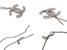 画像をギャラリービューアに読み込む, CHANEL シャネル ココマーク ラインストーン ネックレス 重量約15.8g 12A刻印 全長約68cm シルバー メタル 美品 中古 4b006472