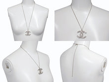 画像をギャラリービューアに読み込む, CHANEL シャネル ココマーク ラインストーン ネックレス 重量約15.8g 12A刻印 全長約68cm シルバー メタル 美品 中古 4b006472