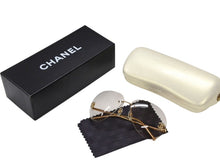 画像をギャラリービューアに読み込む, 極美品 CHANEL シャネル リムレス ココマーク サングラス メガネ 4108-B GP ラインストーン ブラウン ゴールド金具 中古 4b006473