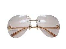 画像をギャラリービューアに読み込む, 極美品 CHANEL シャネル リムレス ココマーク サングラス メガネ 4108-B GP ラインストーン ブラウン ゴールド金具 中古 4b006473