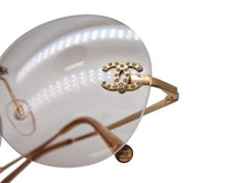 画像をギャラリービューアに読み込む, 極美品 CHANEL シャネル リムレス ココマーク サングラス メガネ 4108-B GP ラインストーン ブラウン ゴールド金具 中古 4b006473