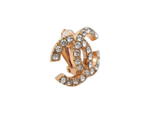 極美品 CHANEL シャネル Coco Mark ココマーク ピアス ラインストーン ゴールドカラー 02A 刻印 4.9g アクセサリー 中古 4b006477