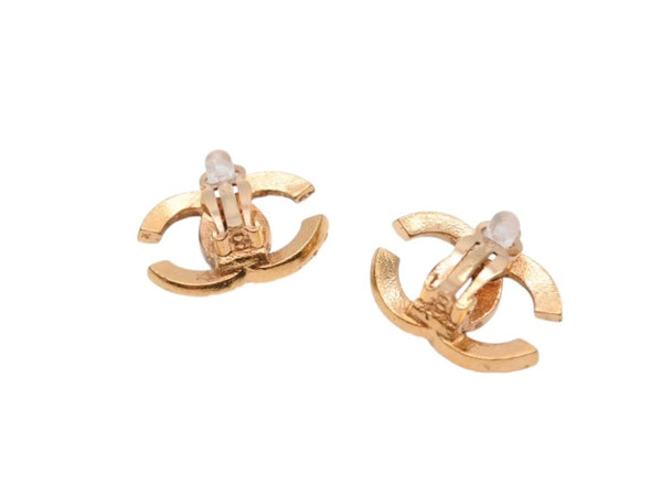 極美品 CHANEL シャネル Coco Mark ココマーク ピアス ラインストーン ゴールドカラー 02A 刻印 4.9g アクセサリー 中古 4b006477