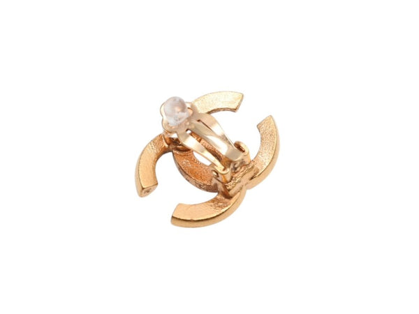 極美品 CHANEL シャネル Coco Mark ココマーク ピアス ラインストーン ゴールドカラー 02A 刻印 4.9g アクセサリー 中古 4b006477