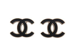 極美品 CHANEL シャネル Coco Mark ココマーク ピアス B13C 刻印 4.8g ゴールド ブラック カラー 中古 4b006479