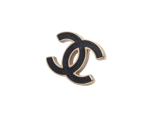 極美品 CHANEL シャネル Coco Mark ココマーク ピアス B13C 刻印 4.8g ゴールド ブラック カラー 中古 4b006479