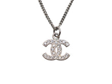 画像をギャラリービューアに読み込む, CHANEL シャネル ココマーク ラインストーン ネックレス 重量約5.8g 08V刻印 全長約46cm シルバー メタル 美品 中古 4b006480