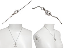 画像をギャラリービューアに読み込む, CHANEL シャネル ココマーク スクエアラインストーン ネックレス 重量約5.3g B12A刻印 全長約45cm シルバー メタル 美品 中古 4b006481