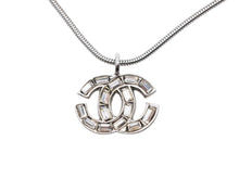 画像をギャラリービューアに読み込む, CHANEL シャネル ココマーク スクエアラインストーン ネックレス 重量約11.4g 01P刻印 全長約48cm シルバー メタル 美品 中古 4b006483