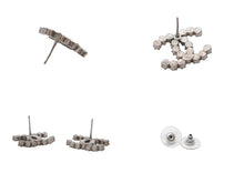 画像をギャラリービューアに読み込む, 極美品 CHANEL シャネル Coco Mark ココマーク B15A刻印 2.8g ピアス シルバーカラー ラインストーン 中古 4b006488