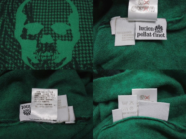 Lucien Pellat-Finet ルシアンペラフィネ スカル タートルネックニット カシミヤ グリーン ブラック サイズS 美品 中古 4b006508