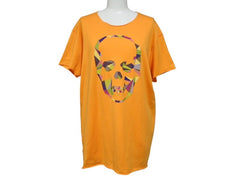 Lucien Pellat-Finet ルシアン ペラフィネ スカル 半袖Tシャツ サイズM プリント オレンジ 美品 中古 4b006512