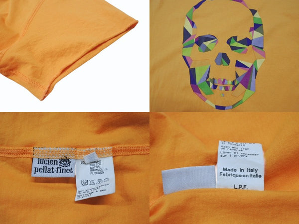 Lucien Pellat-Finet ルシアン ペラフィネ スカル 半袖Tシャツ サイズM プリント オレンジ 美品 中古 4b006512